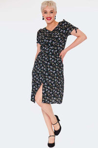 Ditsy Floral Tie-Sleeve Dress