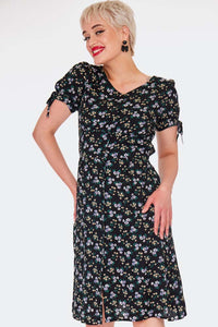 Ditsy Floral Tie-Sleeve Dress