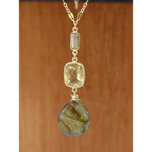 Load image into Gallery viewer, Labradorite Briolette with Gold-Filled Citrine and Pyrite Necklace
