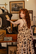 Load image into Gallery viewer, Curiosities Bohéme Maxi Slip Dress w/ whimiscal print
