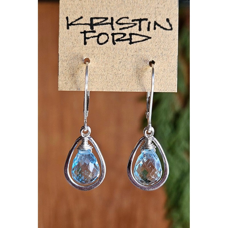 Blue Topaz Earrings, 2 Metal Options