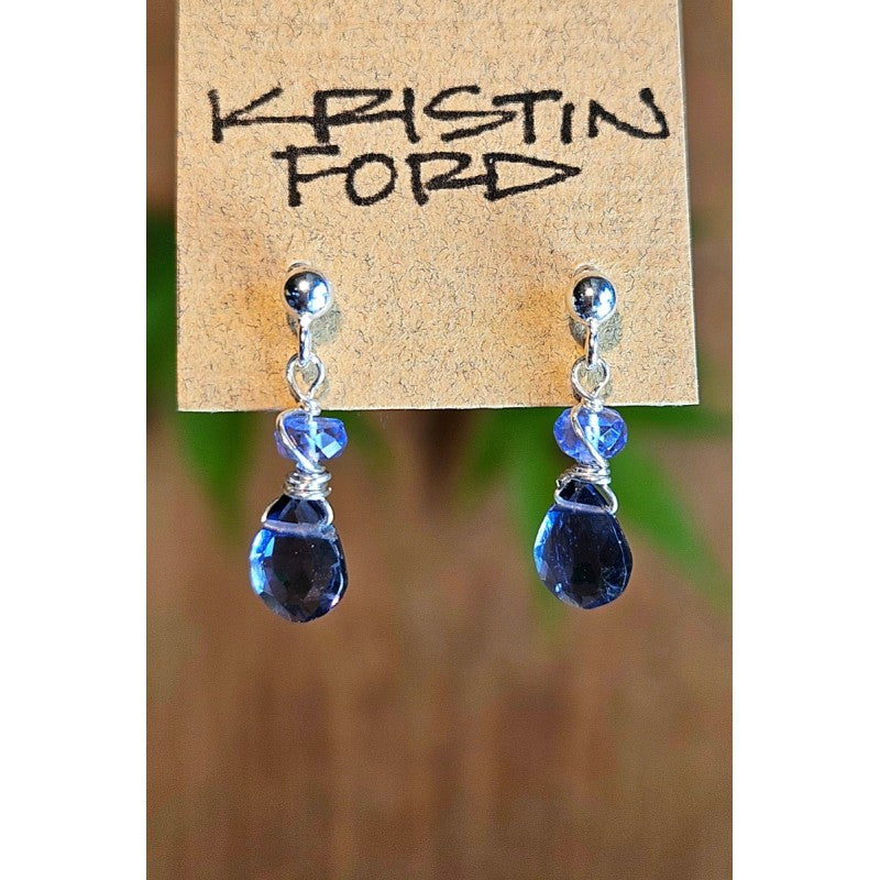 Iolite & Tanzanite Post Earrings