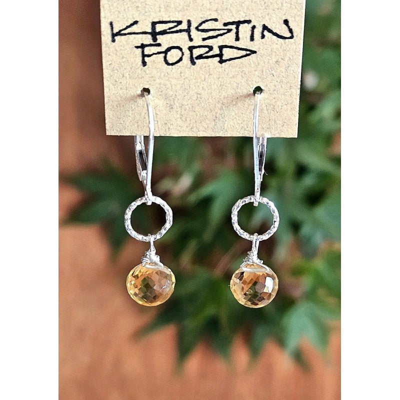 Citrine Ring Drop Earrings