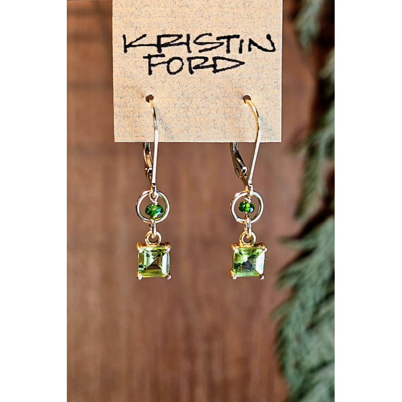 Emerald Cut Peridot Earrings