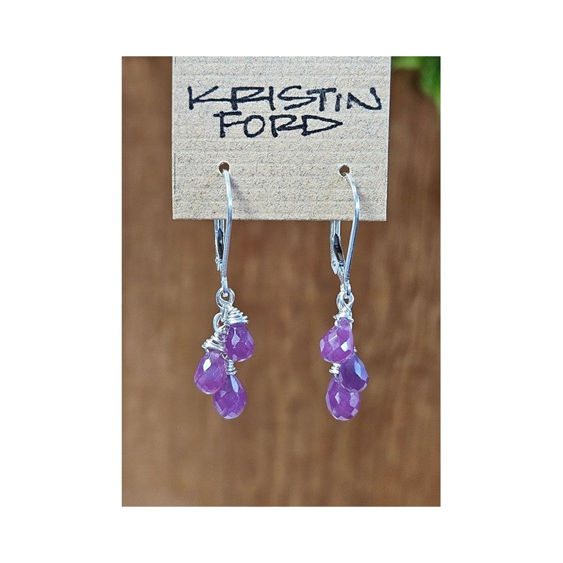Triple Ruby Teardrop Earrings