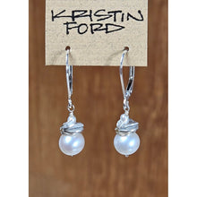 Load image into Gallery viewer, Fresh Water Pearl w/Stacked Chips Earrings, 2 Metal Options
