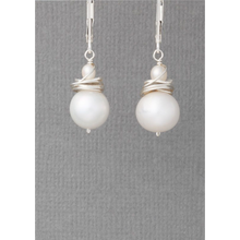 Load image into Gallery viewer, Fresh Water Pearl w/Stacked Chips Earrings, 2 Metal Options
