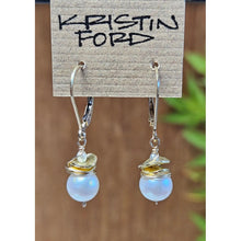 Load image into Gallery viewer, Fresh Water Pearl w/Stacked Chips Earrings, 2 Metal Options
