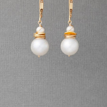 Load image into Gallery viewer, Fresh Water Pearl w/Stacked Chips Earrings, 2 Metal Options
