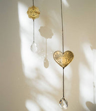 Load image into Gallery viewer, Surya Mini Heart Engraved Brass Suncatcher
