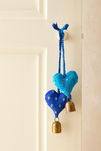 Load image into Gallery viewer, Heart Upcycled Sari Mini Bell Hanging - Assorted Colors
