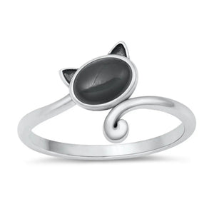 Cat with Black Agate Ring, 2 Sizes