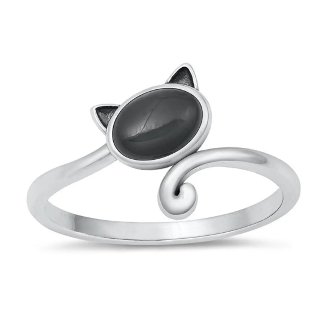Cat with Black Agate Ring, 2 Sizes
