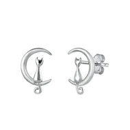 Cat on Moon Earrings