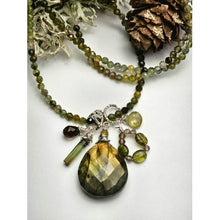 Load image into Gallery viewer, Green Tourmaline, Labradorite, Smoky Quartz &amp; Grossular Garnet Necklace
