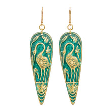 Load image into Gallery viewer, Teal Crane Earrings
