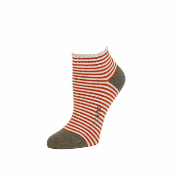 Rosette - Striped Organic Cotton Anklet Socks - Cognac