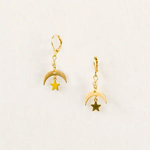 Moon & Star Earrings, 2 Colors