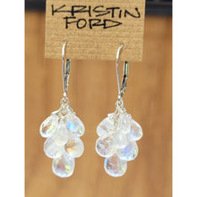 Load image into Gallery viewer, Rainbow Moonstone Chain Cluster Earrings
