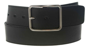 Classic Black Belt with Rectangle Silver Buckle