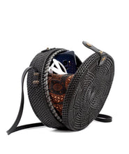 Load image into Gallery viewer, Black Sling Rattan Bag

