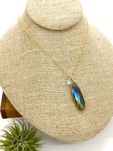 Load image into Gallery viewer, Labradorite and Aquamarine Statement Drop Necklace
