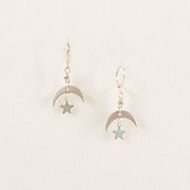 Moon and Star Earrings, 2 Colors