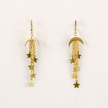 Load image into Gallery viewer, Moon &amp; Star Dangle Earrings, 2 Colors
