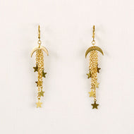 Moon and Star Dangle Earrings, 2 Colors