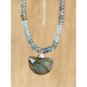 Labradorite, Blue & Green Aquamarine Necklace