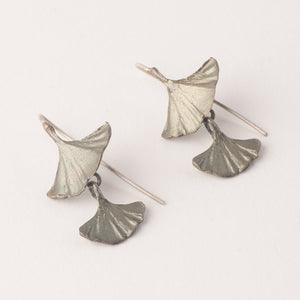 Ginkgo Leaf Double Drop Earrings